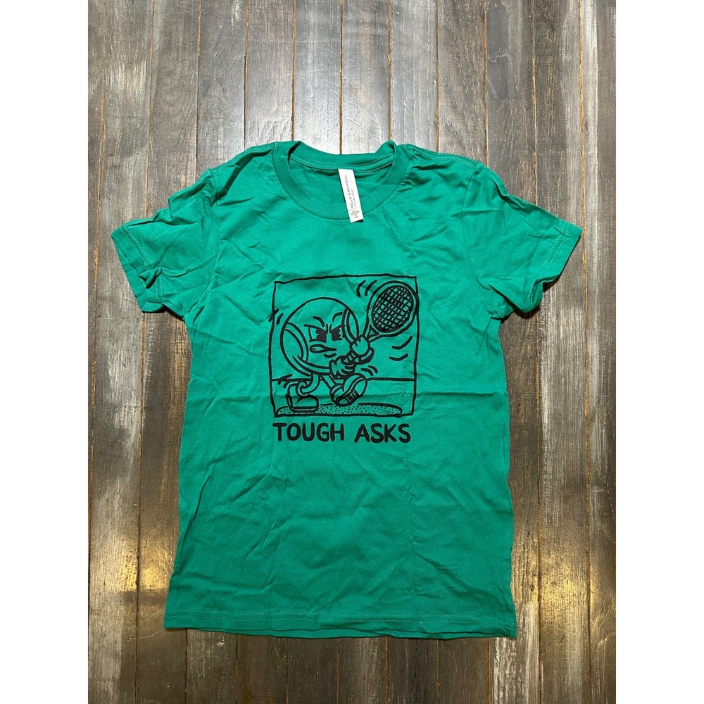 Bella Canvas Kids Green Tough Asks Tennis Ball Graphic T-Shirt Size M 10-12
